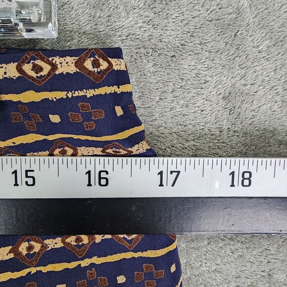 Womens Chaus Vintage Maxi 100% Silk Skirt Brown & Blue Geometric Print Size 14 - Picture 7 of 9